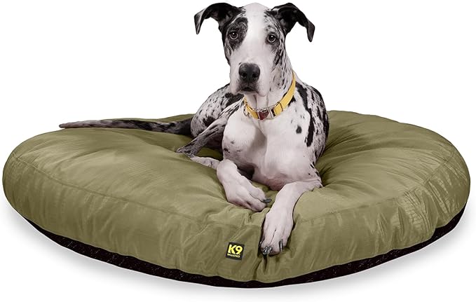 K9 Ballistics Tough Round Nesting Pillow Dog Bed - Removable Cover, Washable, Durable & Water Resistant Indoor/Outdoor Bed - XL, Sage Green