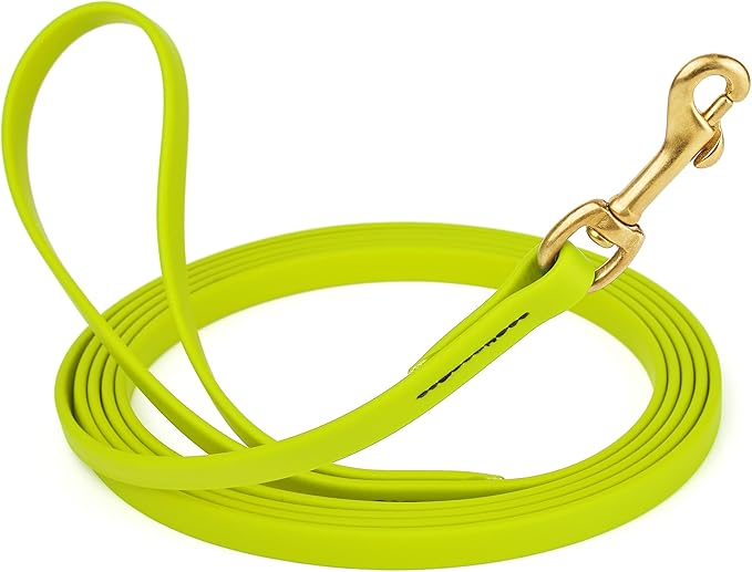Viper Biothane K9 Working Dog Leash Waterproof Lead for Tracking Training Schutzhund Odor-Proof Long Line with Solid Brass Snap for Puppy Medium and Large Dogs, 15ft Safety Yellow