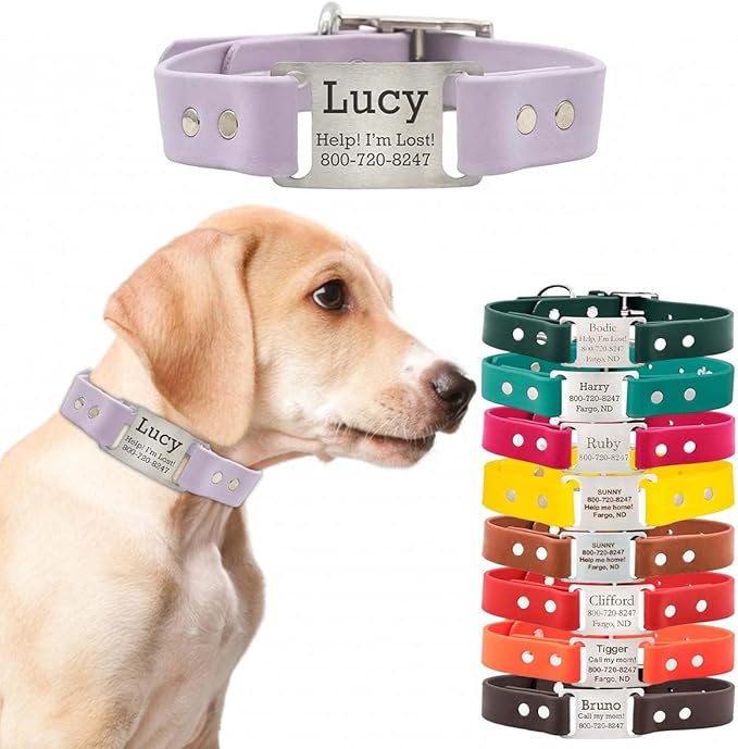 dogIDs Personalized Dog Collar – ScruffTag Custom Waterproof Biothane Dog Collar with Laser-Engraved Name, Durable & Odor-Resistant – USA Made | Lavender, 3/4 in x 16 in (Fits Neck Sizes 14-18 in)