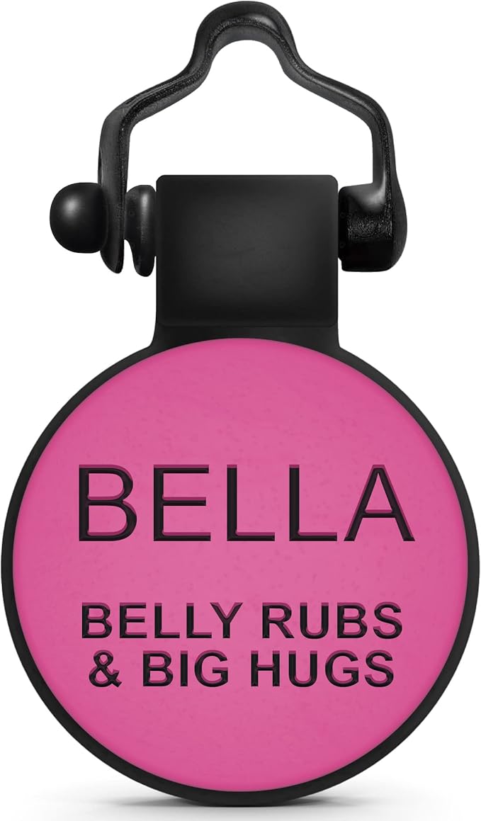 SiliDog - The Original Silicone Silent Dog Tag - Personalized Engraved Soundless Pet ID - As Seen On Shark Tank - Durable - Never Fades - Mini-Circle - Pink