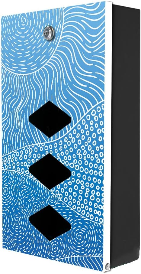 DISPENSE-ART™ collection "Rolling Hills - Blue" - Custom UV printed design on rust-proof aluminum 7' dog waste station with 400 dog waste roll bags