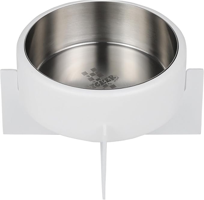 DBL3000B Intersecta Small/Medium Concrete and Stainless Steel Bowl 16oz (2 Cups) with Metal Stand Pet Feeder, White