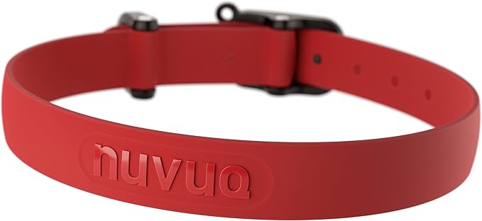 Waterproof Dog Collar - Durable, Comfortable and Adjustable Outdoor Dog Collar with Wear Resistant Buckle and ID Tag Ring for Puppies and XSmall Dogs by Nuvuq (Red, XSmall)