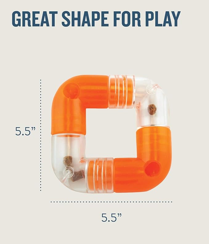 Outward Hound Planet Dog Orbee-Tuff Link Orange Interactive Treat-Dispensing Puzzle Dog Toy, 4-Piece