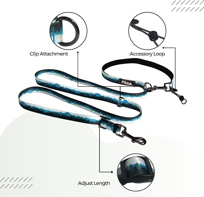 6in1 Multifunctional Dog Leash, Hands Free Dog Leash, Adjustable Length 6'7", Forest Print,Dogs, Adjustable Length, for Medium and Large Dog, Size M/L-Width:1"