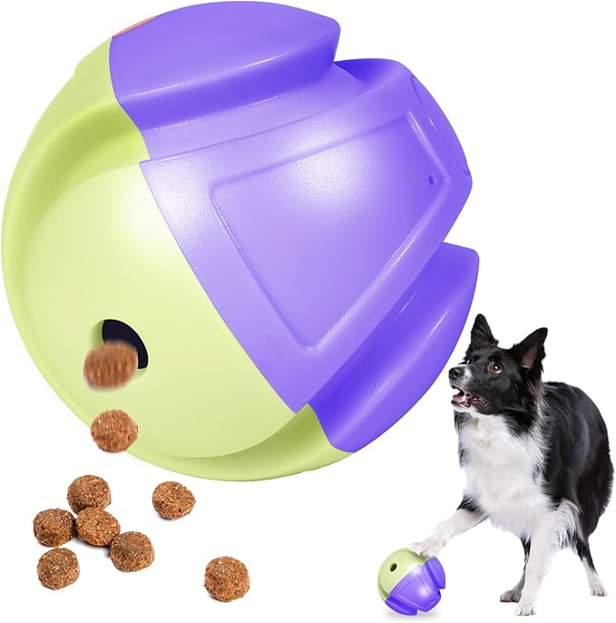 Giggle Ball, Interactive Dog Toy, Giggling Sounds When Rolled or Shaken, ABS Dogs Puzzles Feeder Slow Feeding for/Small/Medium/Large Dogs Purple-Green