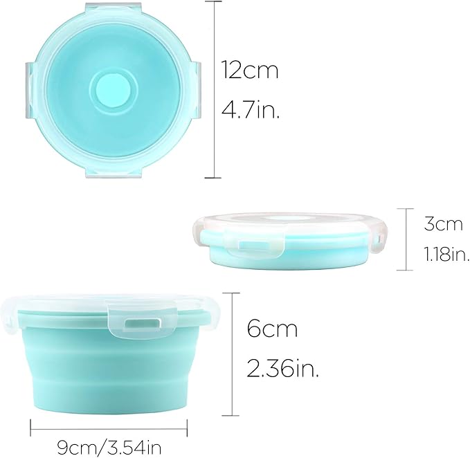 Luter 2 Pieces Collapsible Dog Bowls Silicone Food Water Travel Bowl with Lids Portable Expandable Pet Feeding Watering Cup Dish for Walking Kennels Camping 350ml (12x12x3cm) (Pink & Blue)