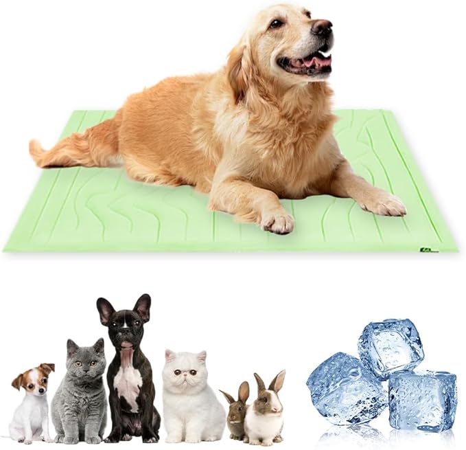 Cooling Mat for Dogs, Washable Dog Cooling Pad for Summer, Non-Slip Pet Coolings Mat for Indoor & Outdoor Use, Cool Dog Bed for Large & Small Breeds (Green, XL: 59 * 40 in)