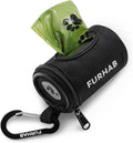 Dog Poop Bag Holder for Leash Doggie Waste Bag Dispenser Soft Fabric Puppy Potty Carrier Small Doggy Zipper Pouch with Carabiner Clip with 1 Roll of Pet Trash Bags, Black