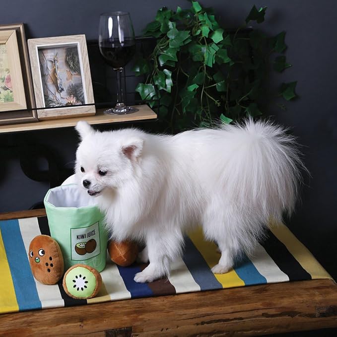 HugSmart Pet – Squeaky Hide and Seek Plush Dog Toys | Cute Interactive Plush Puzzle Toys for Small/Medium Dogs (Small, Kiwi Juice)