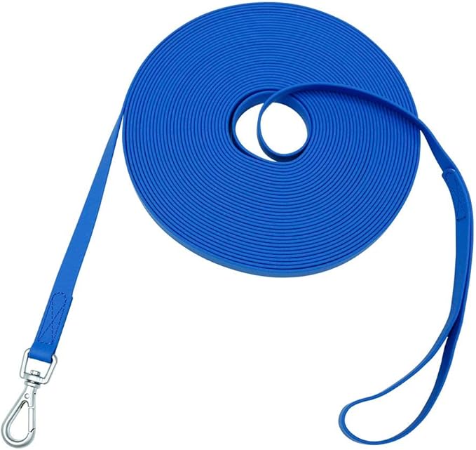 Waterproof Dog Training Leash 50FT 30FT 15FT 10FT 5FT Heavy Duty Recall Long Lead for Large Medium Small Dogs (15FT, Blue)