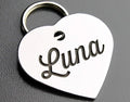 Stainless Steel Custom DEEP Engraved Pet ID Tags Personalized Front/Back Dog Tags for Dogs and Cats - Heart 1-1/8"x1-1/8 (2-Side Engraving)