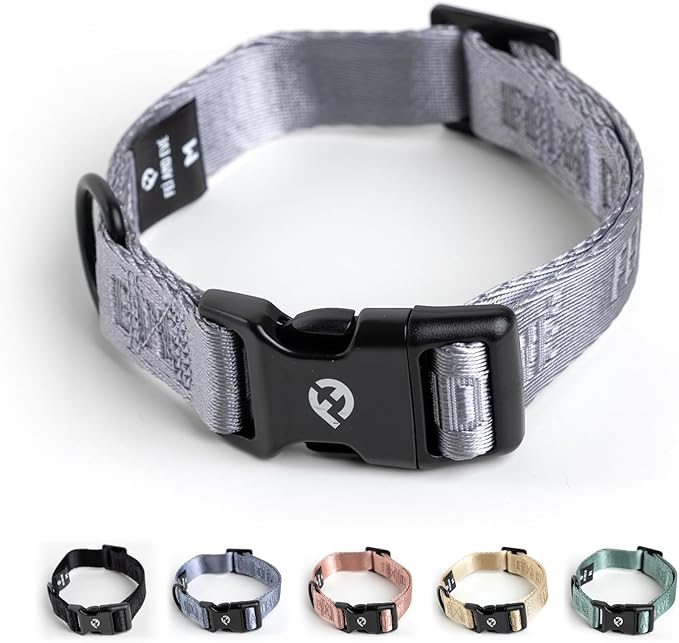 2026 New Edition, Fei & Eve Classic Dog Collar - Quick Release Metal Buckles | Fur-Safe | Premium 210D Nylon | 450LB Escape-Proof | Adjustable Fit | Small (Twilight Gray)