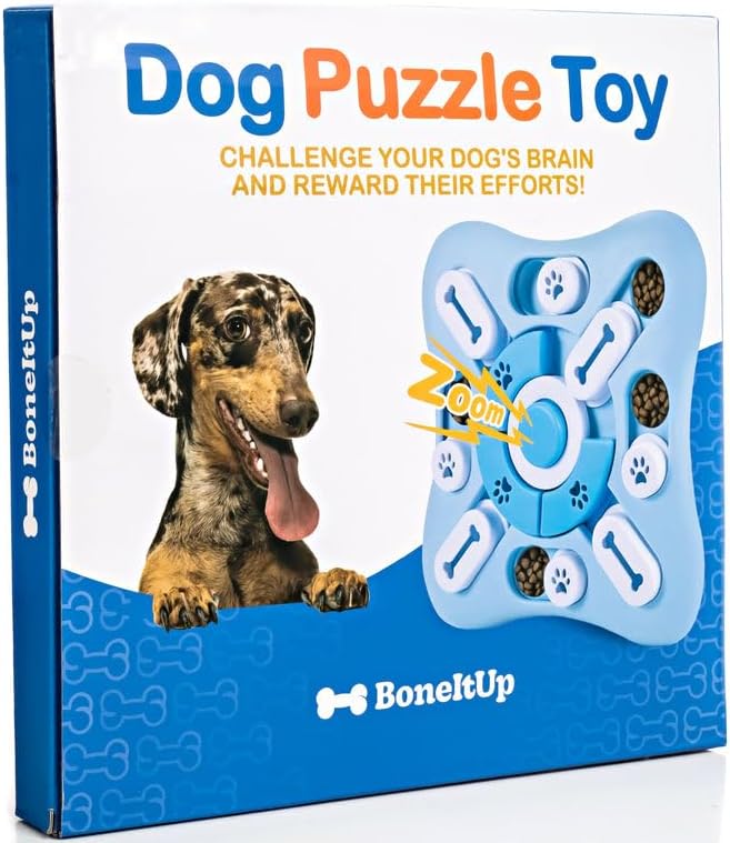 Interactive Dog Puzzle Treat Toy for Slower Eating - Smart Treat Dispensing Cognitive Toys for Dogs Playtime - Non-Slip Plastic - Mind Boosting Dog IQ Training Puzzle Toys for Puppies and Large Breeds