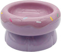 Donut Duo Ceramic Dog Bowl Set, Dual-Layer Pet Feeding Bowls with Raised Base, Non-Slip, Lead-Free Ceramic (Purple)