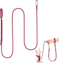 Hands Free Cat Leash Lightweight 4.1-7.2FT Adjustable Durable Rope Leash with Padded Handle, Versatile Crossbody Waist Lead for Cats Puppy ≤26lbs Outdoor Walking (Burgundy, S)