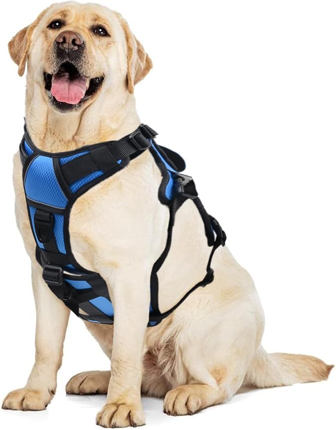 AUROTH Escape Proof No Pull Dog Harness with Lift Handle, Soft Padded Reflective Adjustable Vest, Large for Walking Hiking Training