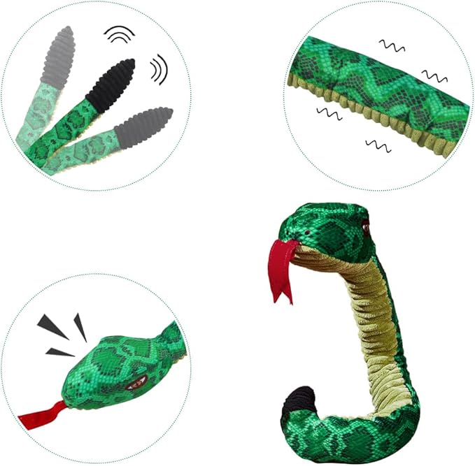 Ibluelover Snake Squeaky Dog Toy Plush Snake Dog Toy 3 Squeakers Doggie Interactive Toys Durable Stuffed Animal Chew Toys for Small, Middle, Big Dogs