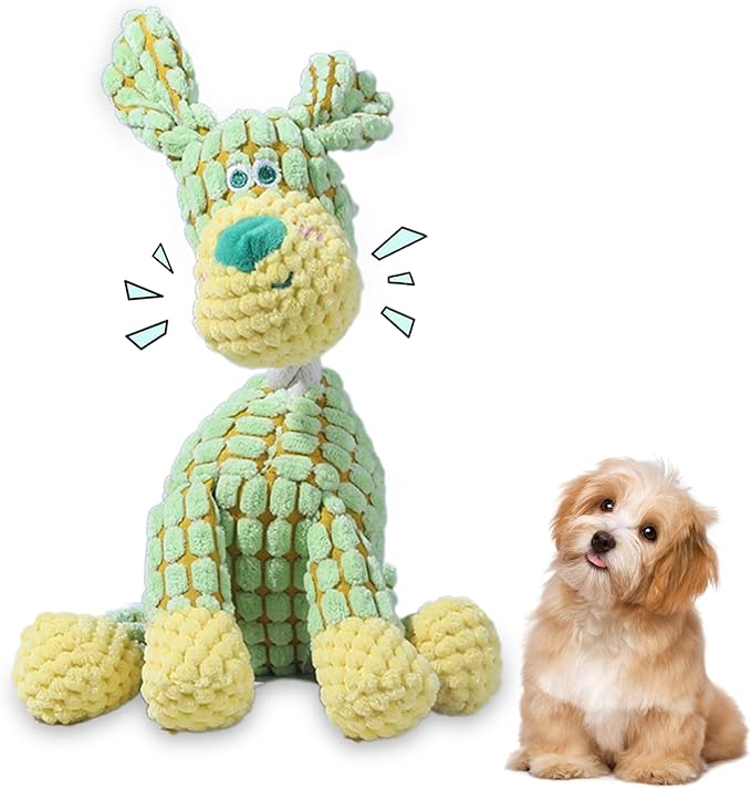 Indestructible Plush Squeaky Dog Toys, 2026 New Durable Heavy Duty Chew Toys for Aggressive Chewers, Teething Toys for Small Medium Large Dogs & Indoor Pups (Green)