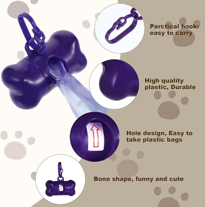 40 Pcs Dog Poop Trash Bag Holder Dispenser Plastic Dog Poop Waste Bag Holder for Leash with Hook and Leak Proof for Walking Hiking Camping (Bone)