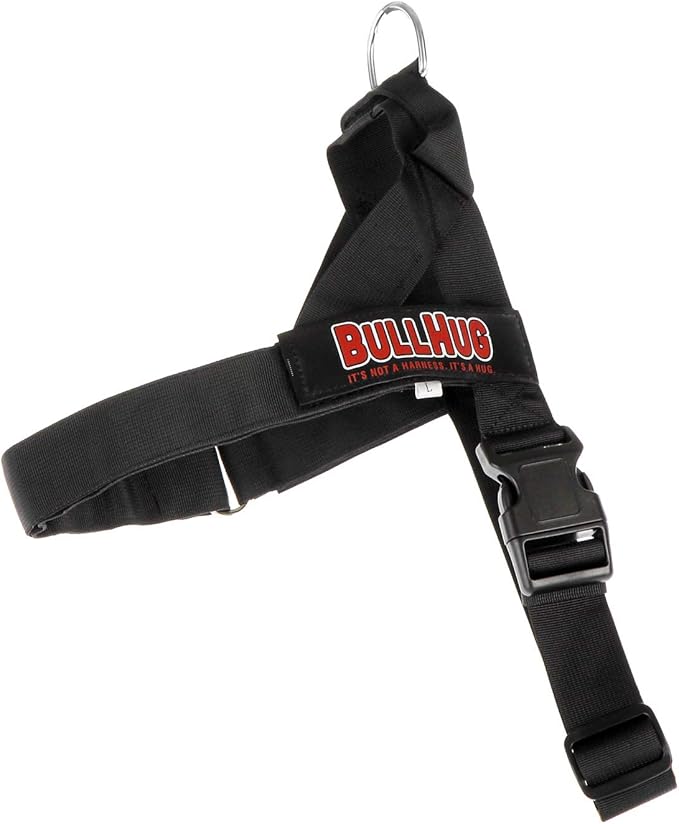 BULLHUG Adjustable Dog Harness– No Pull, No Choke – for English Bulldogs, French Bulldogs, Pugs & Broad-Chested Breeds – Easy, Safe Walks (Black, Medium)