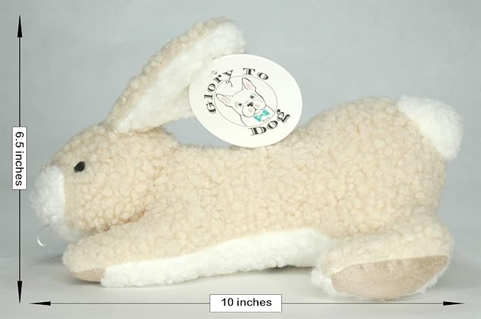 Glory To Dog Large Sherpa Plush Bunny Squeaky Interactive Fetch Dog Toy Stuffed with Fluff and Crinkly Floppy Ears for Medium to Large Breeds