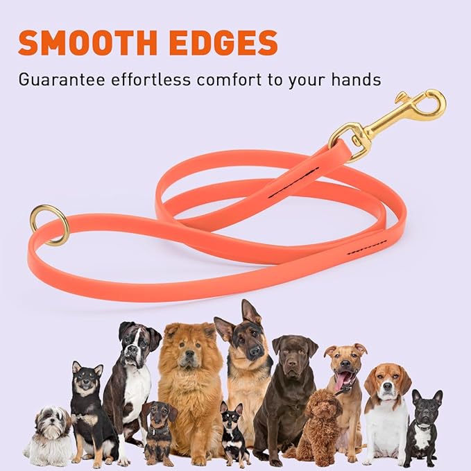 Viper Biothane K9 Working Dog Leash Waterproof Lead for Tracking Training Schutzhund Odor-Proof Long Line with Solid Brass Snap for Puppy Medium and Large Dogs 4ft, Coral