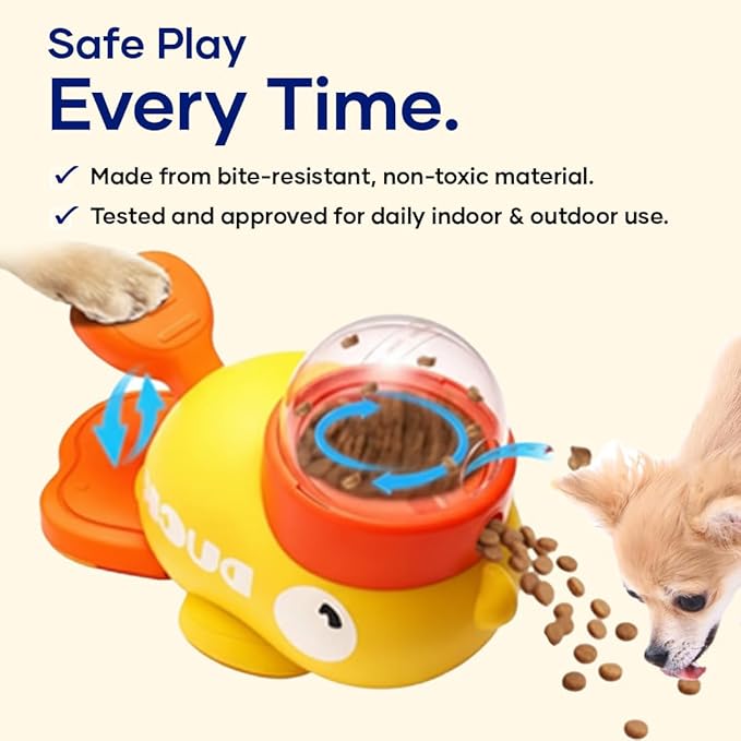 Interactive Duck Toy – Treat Dispenser for Dogs & Cats | Slow Feeder Puzzle Toy | Mental Stimulation & IQ Training