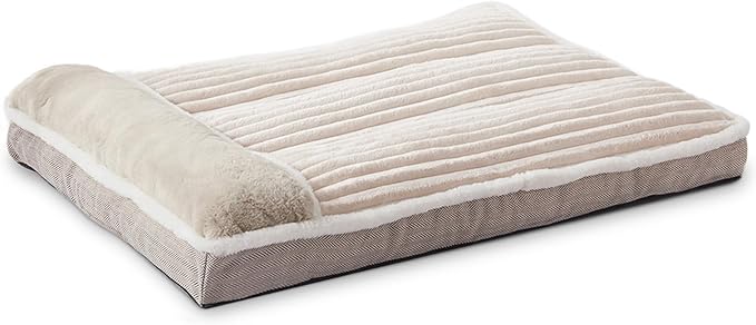 Dog Bed for Large Dogs, Dog Mattress with Pillow for Crate Kennel, Sofa pet Bed, Super Soft pet Bed for Medium, Jumbo, Small Dogs Breeds (Beige, Medium:(31"x25"x3")