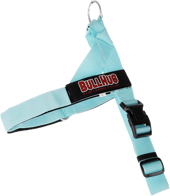 BULLHUG Adjustable Dog Harness– No Pull, No Choke – for English Bulldogs, French Bulldogs, Pugs & Broad-Chested Breeds – Easy, Safe Walks (Tiff Blue, Large)
