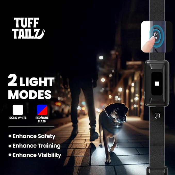 Dog Training Collar - 4265FT Range, Waterproof IP67, Built-in Flashlight, Customizable Training Modes, Comfortable Fit for Small, Medium, Large Dogs, Dark Blue