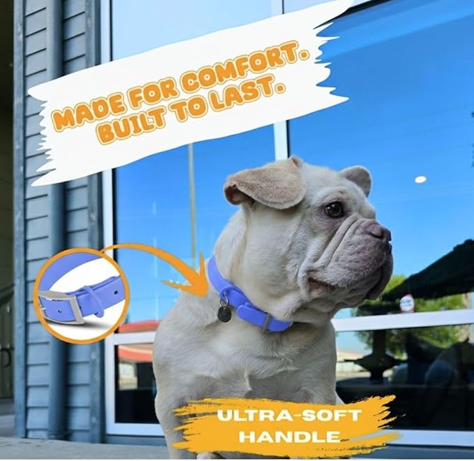 Waterproof Dog Collar, Soft Comfortable Pet Collars, Adjustable Odor Proof Heavy Duty Dog Collars Easy to Clean for Large, Medium Small Dogs by Bee N Buu (Cyan Blue, Small (length8-12, Width 3/4"))