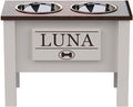 GTW Personalized Elevated Dog Bowl Stand for Large, Medium, Small, X-Small Dogs - Stainless Steel Food and Water Bowls - Raised Dog Dish (X-Large, Flag Design)