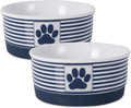 Bone Dry Paw & Patch Ceramic Pet Collection, Small Set, 4.25x2", Nautical Blue, 2 Piece