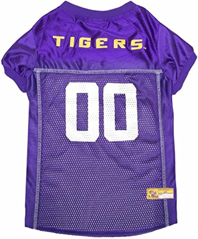 Pets First NCAA College LSU Tigers Mesh Jersey for DOGS & CATS, X-Large. Licensed Dog Jersey with your Favorite Football/Basketball College Team