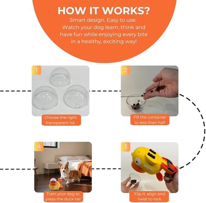 Duck Dog Treat Dispenser Toy - Anti-Slip Interactive Duck Dog Feeder - Slow Puzzle Feeder for IQ Training, Mental Enrichment for Small, Medium & Large Dogs
