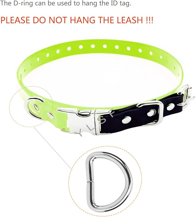 Quick Snap Bungee Dog Collar Strap with D Ring for Most of Electronic Training Shock Collar Receivers-Adjustable Durable Waterproof Odorless 3/4 Inch TPU Collar Replacement for Barking Fence