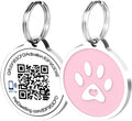 Pet Dwelling Smart QR Code-NFC Pet ID Tag - Dog Tags - Cat Tags - Online Pet Profile - Instant Email Alert -Scanned QR Tag GPS Location (Pink Paw)