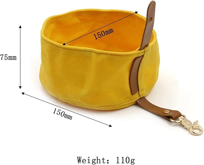 Canvas Dog Bowl, Travel Dog Food & Water Bowl, Pet Dish, Waxed Canvas(Gray)