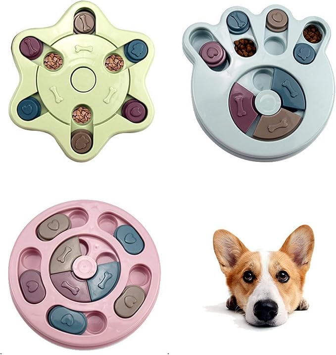 Anti-Choking Interactive Puzzle Toy for Slow Dispensing Feeding for Pets, 2023 New Dog Puzzle Toys, Dog/Cat Food Puzzle Feeder, Dog Stimulation Toys for Small and Medium-Sized Dogs (Pink, Pawprint)