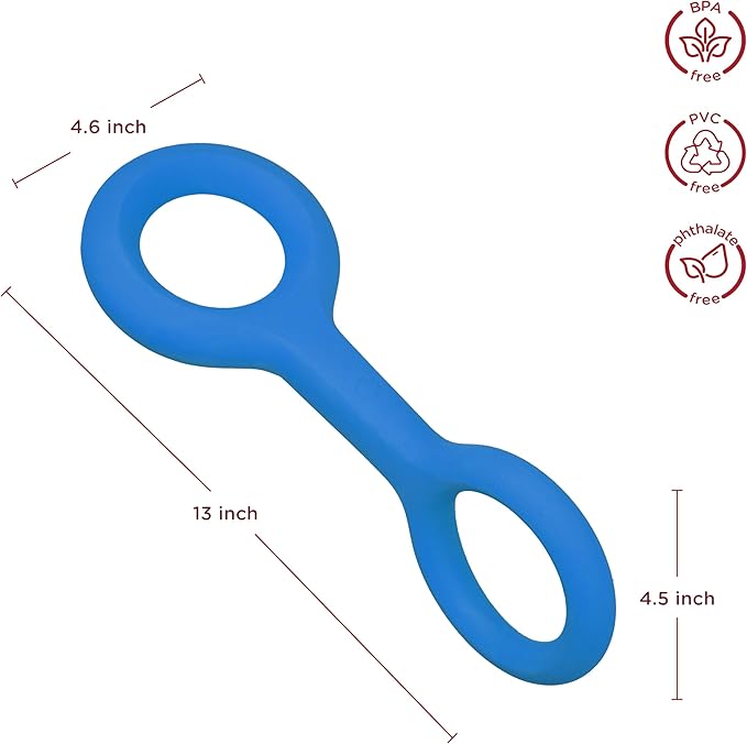 Ubbi Tuggle Dog Toy, Durable Natural Rubber Tug Toy with Ergonomic Grip for Medium to Large Dogs, Dishwasher Safe Interactive Fetch & Tug Toy, Blue