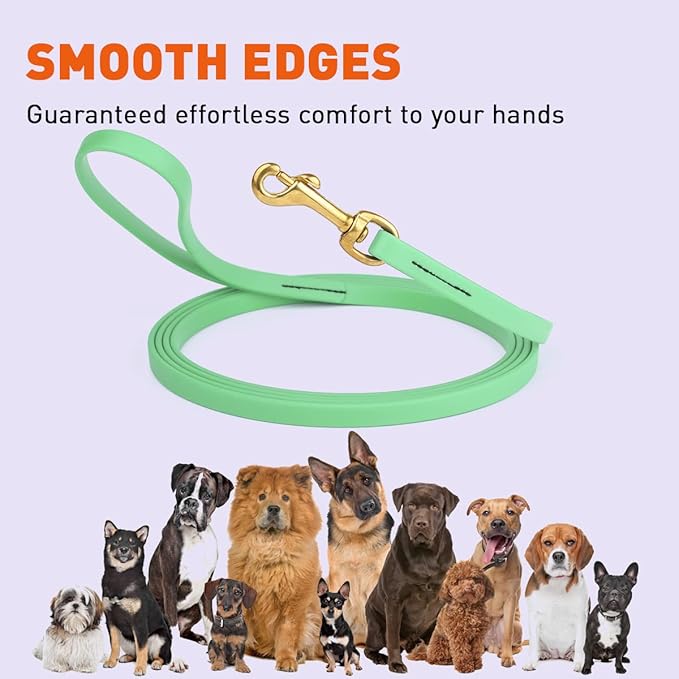 Viper K9 Biothane Working Dog Leash Waterproof Lead for Tracking Training Schutzhund Dog Sport & Search - Odor-Proof Long Line with Solid Brass Snap for Puppy Medium Large 1/2" x 20ft Sea Foam Green