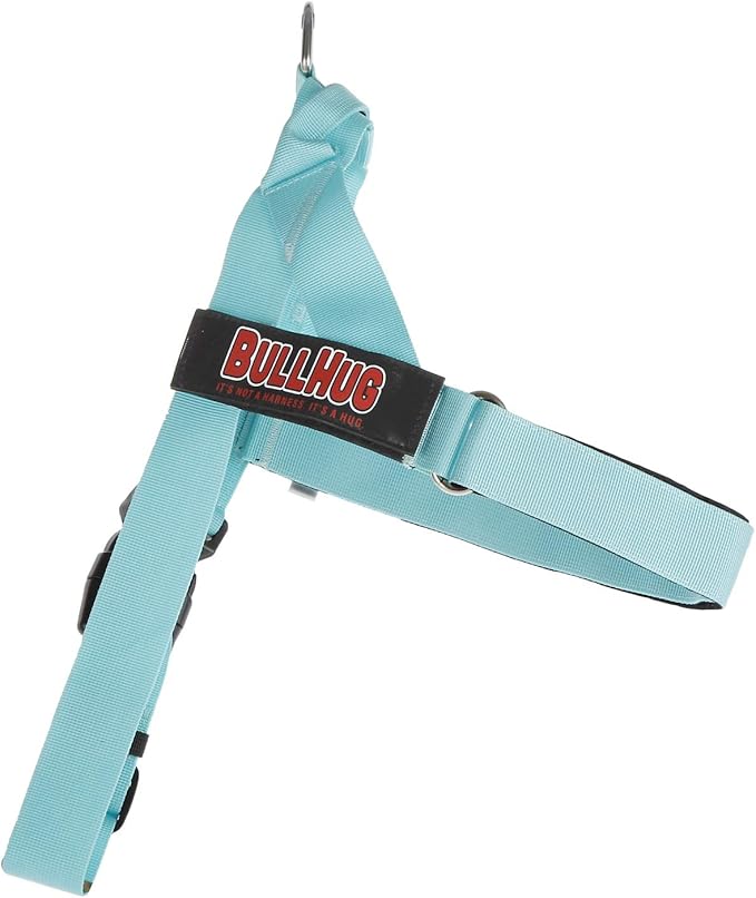 BULLHUG Adjustable Dog Harness– No Pull, No Choke – for English Bulldogs, French Bulldogs, Pugs & Broad-Chested Breeds – Easy, Safe Walks (Tiff Blue, Small)