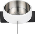 DBL3000E Intersecta Small/Medium Concrete and Stainless Steel Bowl 16oz (2 Cups) with Metal Stand Pet Feeder, White/Black