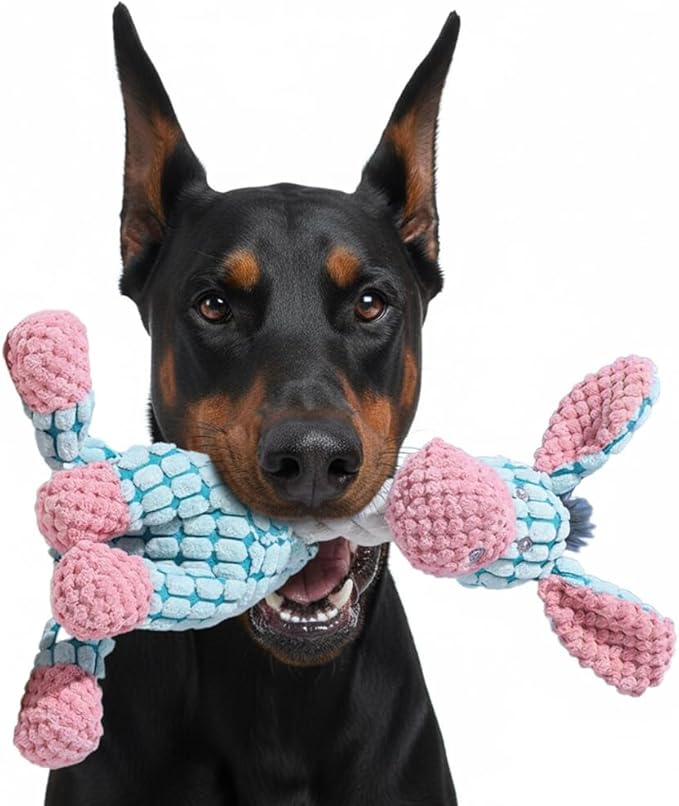 2026 New Interactive Dog Toy, Durable Dog Stuffed Toys for Aggressive Chewers, Interactive Squeaky Chew Teething Toys for Small Medium Large Dogs Puppy (Blue)