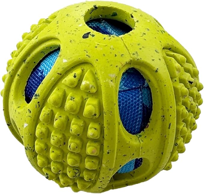 Max Fusion Made with Nike Grind, Arlee Meteor Ball Dog Toy, Toys for All Dogs, Durable & Natural Rubber Chew Toy for Play, Fetch & Chewing, Small, Yellow, 1 Count