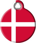 Dog Tag Art Danish Flag Personalized Pet ID Tag for Dogs and Cats, Silent Polymer Coated Stainless Steel Flag of Denmark Nametag with Customized Identification Information - Large 1.25" Diameter