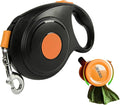 Retractable Dog Leash 26FT for Medium & Large Dogs, Sturdy Heavy-Duty Nylon Tape with Secure Locking Carabiner & Poop Bag Holder, Smooth One-Hand Control, Anti-Slip Handle, Tangle-Free Design (Black)
