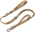 EXCELLENT ELITE SPANKER Tactical Dog Leash Heavy Duty 5-6FT Adjustable No Pull Military Bungee Dog Leash Elastic Leads Rope with 2 Padded Control Handle for Medium Large X-Large Dogs(Coyote Brown)