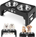 Elevated Dog Bowls, Dog Feeder with 2 Stainless Steel Dishes, 2 Heights Adjustable Raised Stand for Small Dogs, Food Dishes with Non-Slip Feet